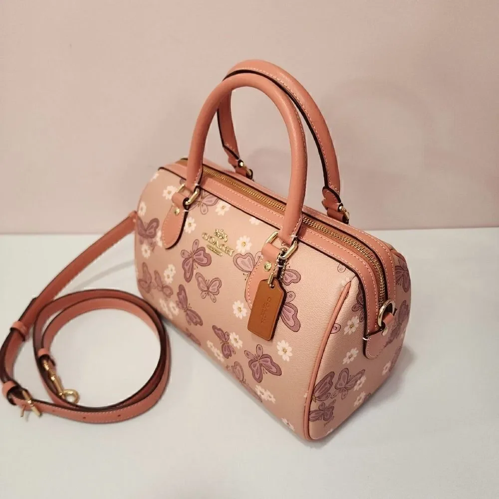 NWT COACH CH214 Lovely Butterfly Rowan Satchel Crossbody Canvas Leather - Picture 2 of 8